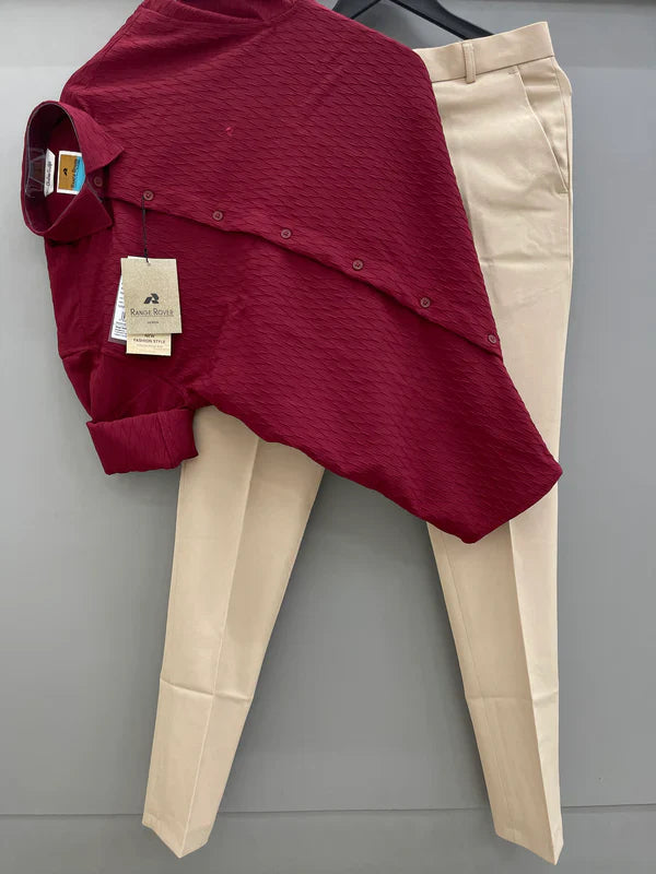 Oxford Strip Shirt (B)With Trouser Pant