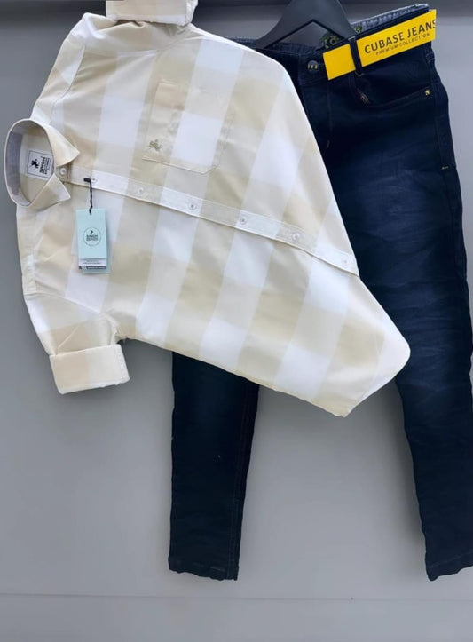 Check shirt with jiens combo