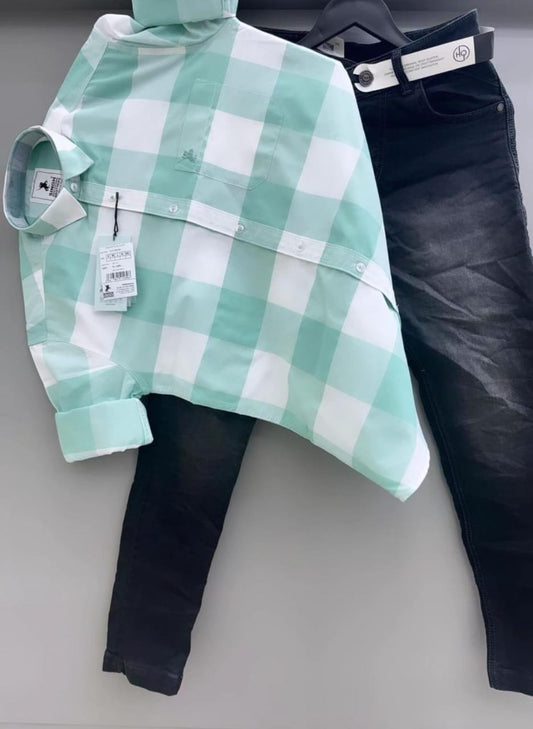 Check shirt with jiens  combo