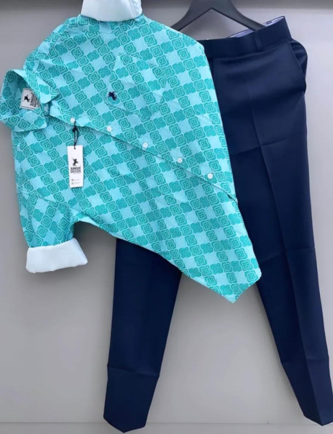 Oxford print shirt with trouser combo