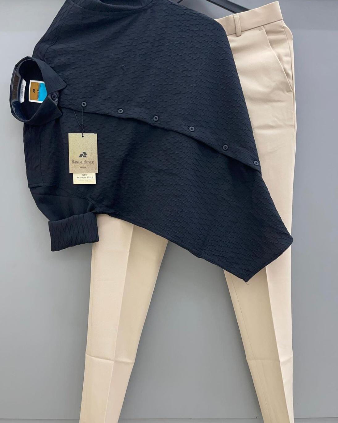 Jacquard shirt with trouser combo