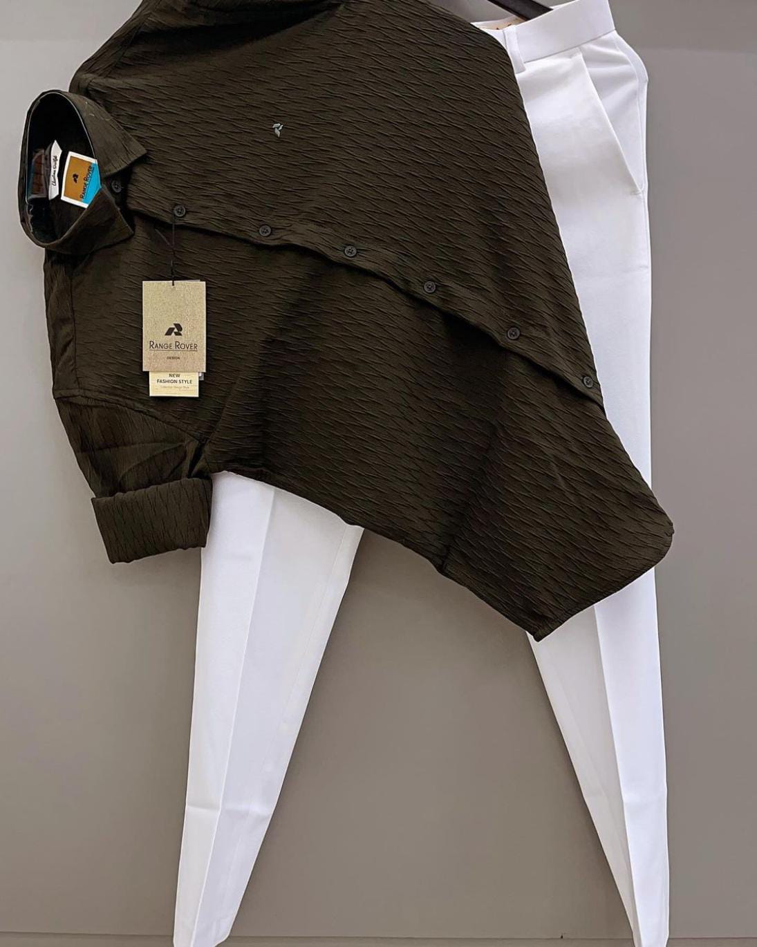 Jacquard shirt with trouser combo