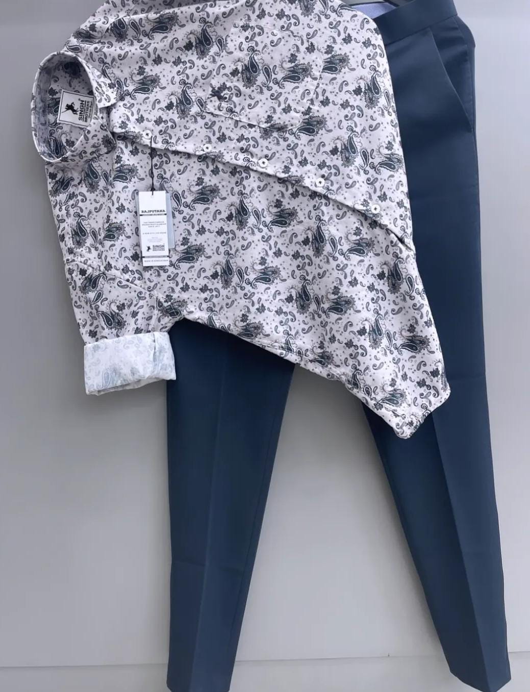 Oxford print shirt with trouser combo