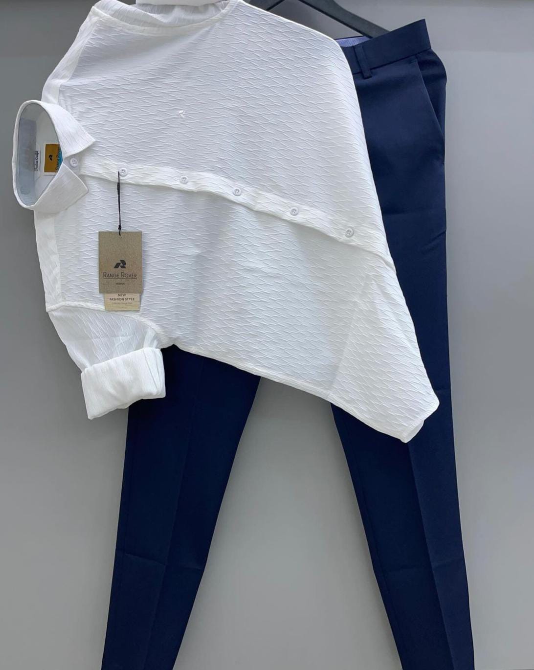 Jacquard shirt with trouser combo