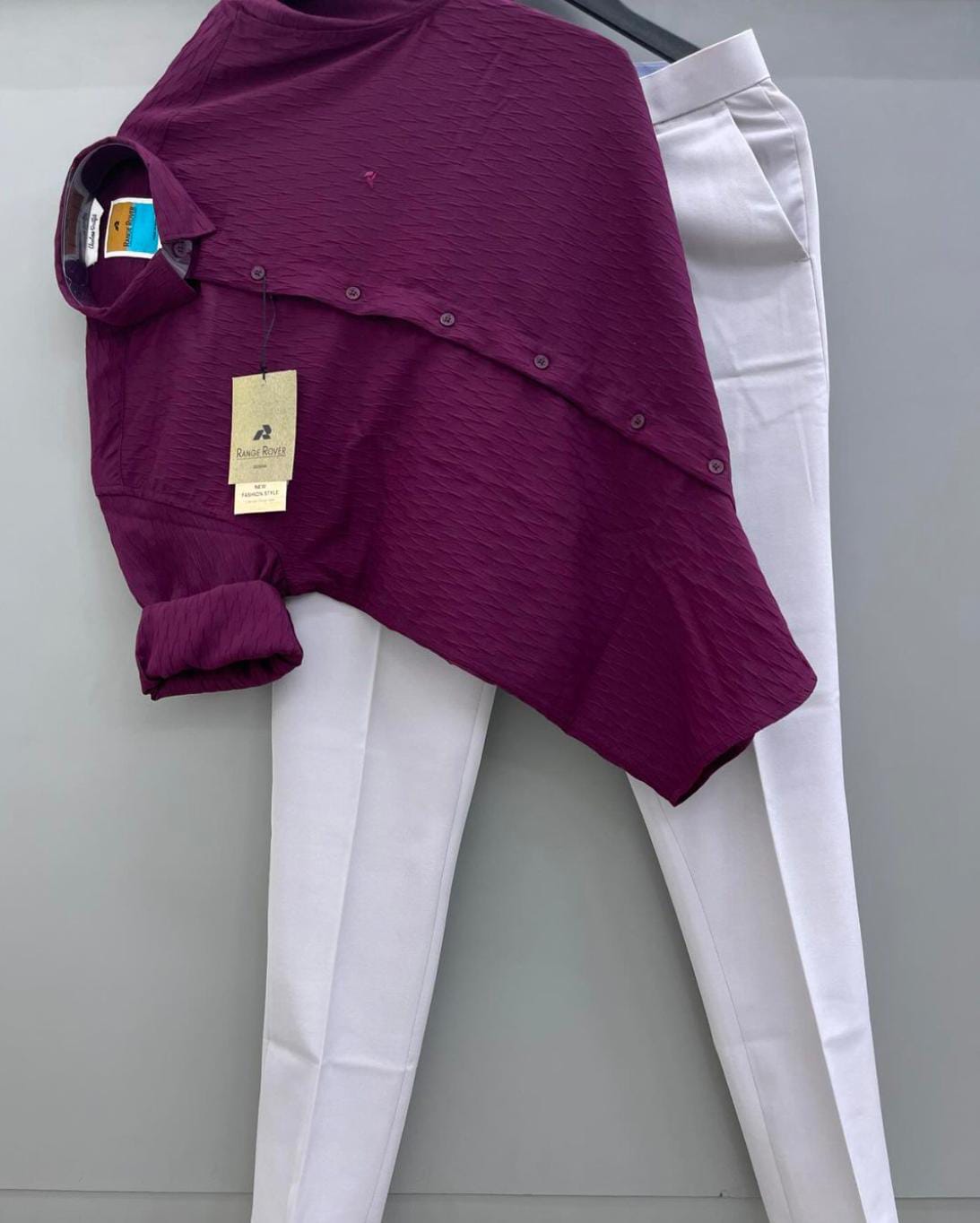 Jacquard shirt with trouser combo