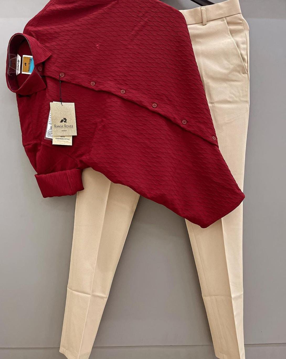 Jacquard shirt with trouser combo