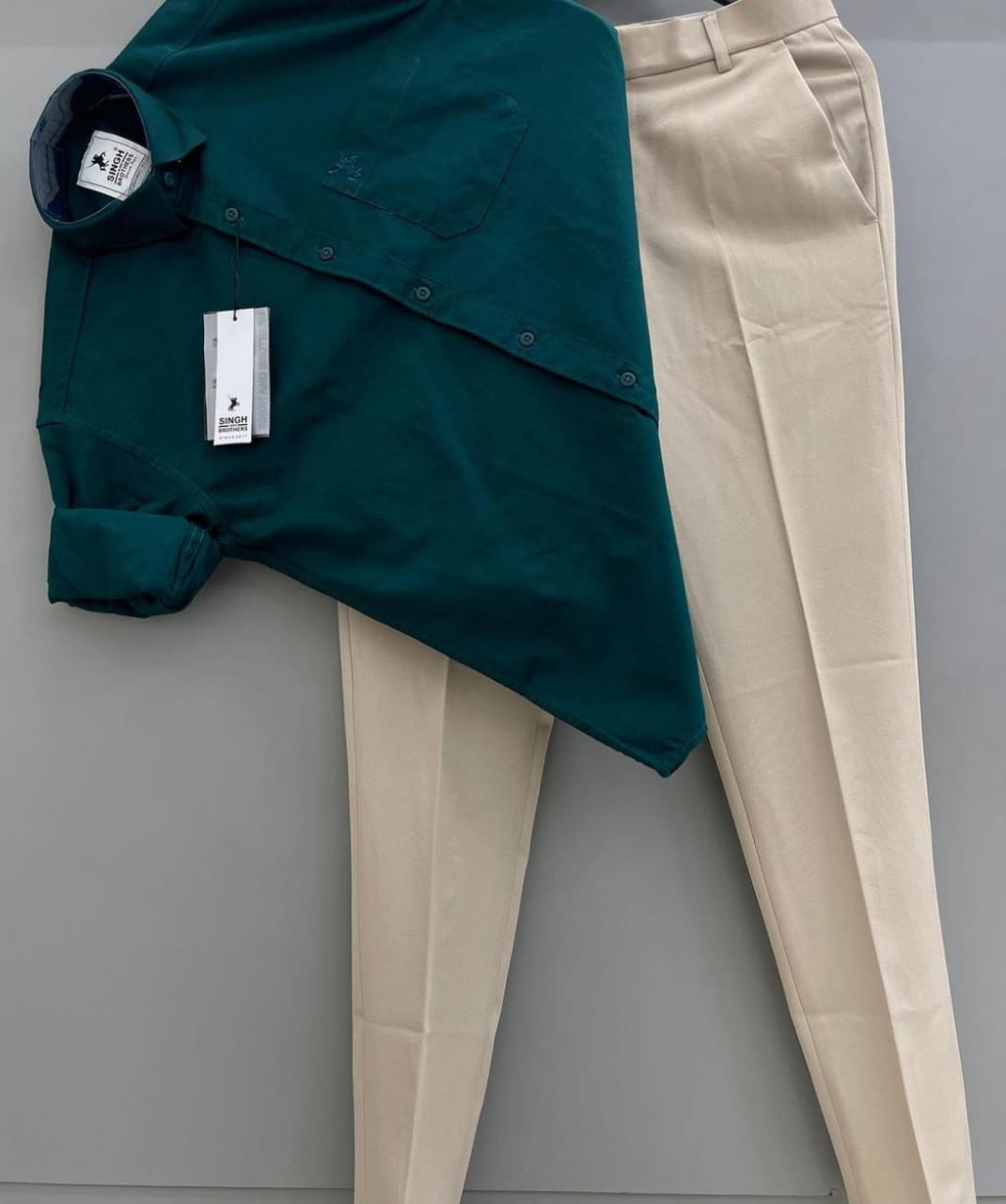 Jacquard shirt with trousers